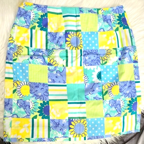 Lilly Pulitzer Patchwork Mini Skirt w/ Cotton Comfort & Color Joy | Size 2 - Picture 6 of 12